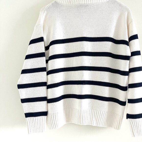New Zara Striped Half-Zip Cotton Sweater Size M - Picture 8 of 12